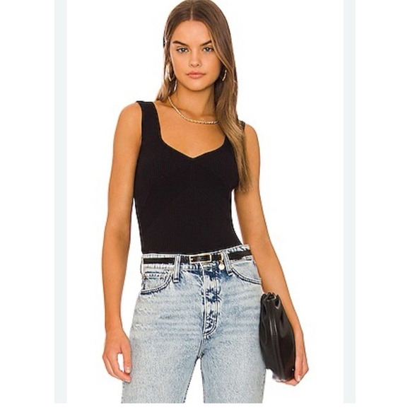 Rag & Bone Asher Tank Top XL Black Ribbed Knit Stretch NWOT VNeck - Picture 1 of 7